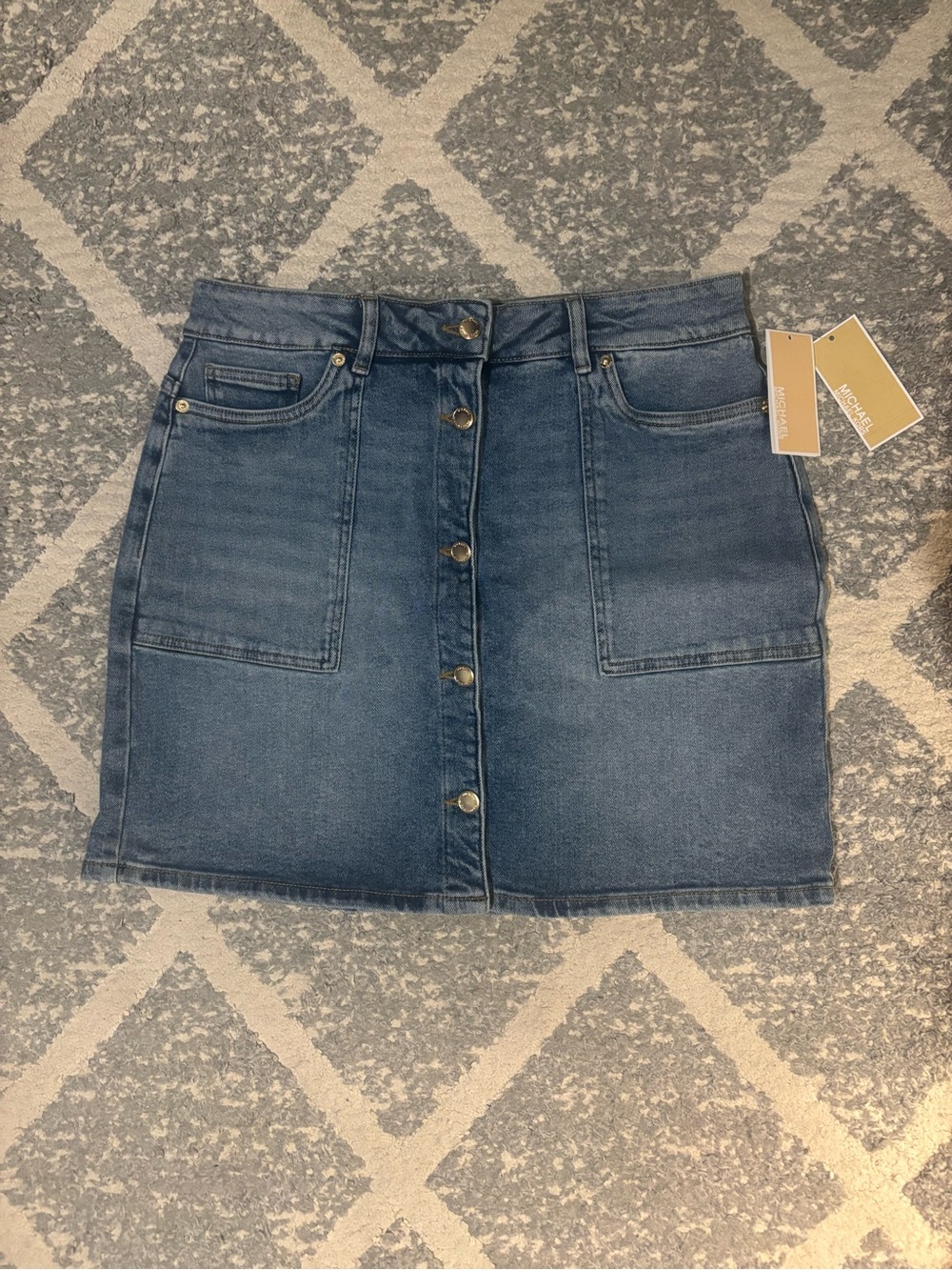 Michael Kors Button-Front Denim Skirt